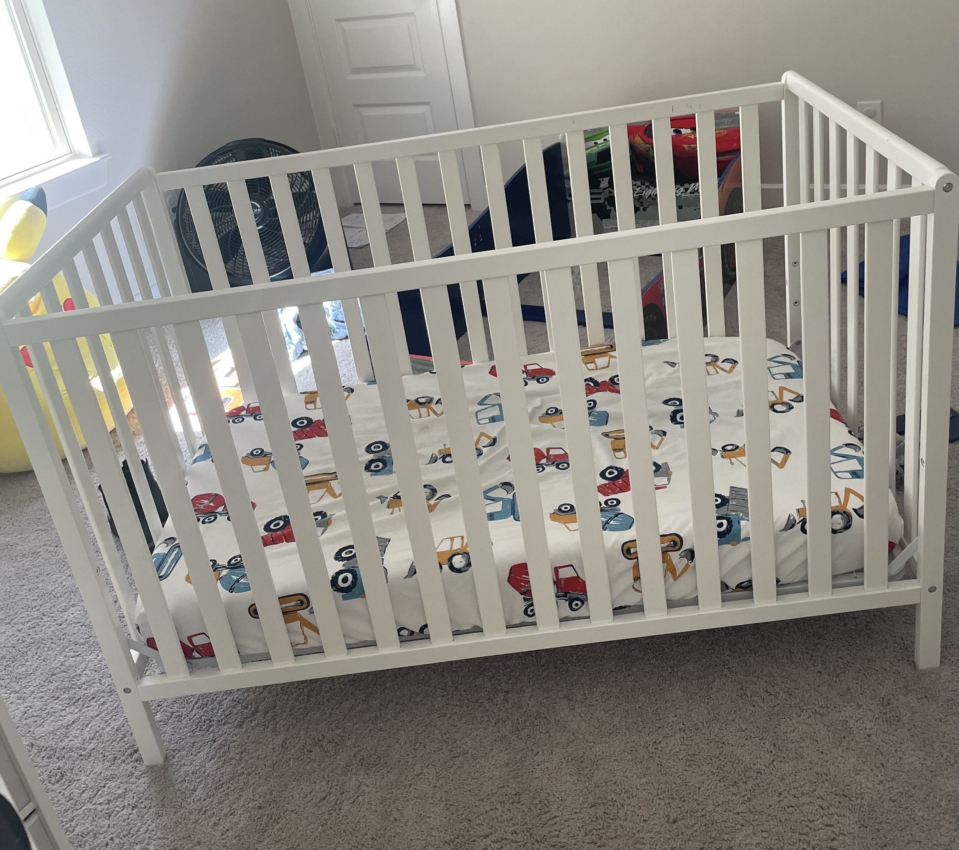 White Wooden Crib ASSEMBLED