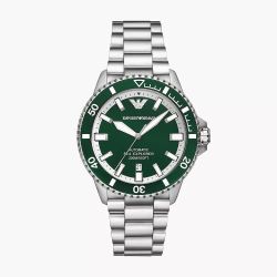 mens automatic wristwatch empsrio armani sea explorer Ar60080 steel green