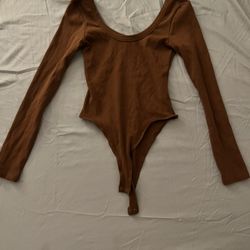 Brown Long Sleeve Bodysuit 