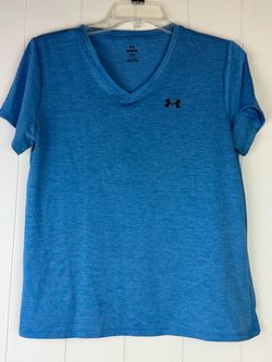 Under Armour Women's Tech Twist Short Sleeve V-Neck T-Shirt Blue Medium