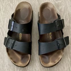 Birkenstock Arizona Sandal Black Oiled Leather Size 37 = Women’s 6 6.5