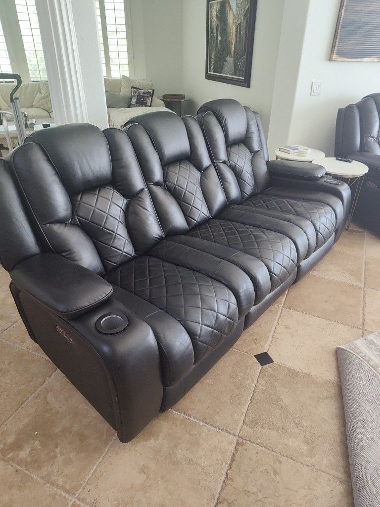 Black leather electric recliner yy6m to ftfvv and chair