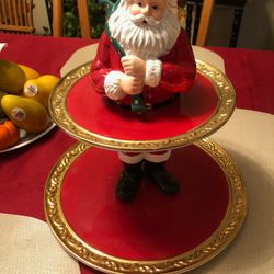 Dept. 56 Santa cookie/ candy server  12 inch plate