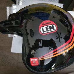 Lem Jet Sport DOT Gloss Black Motorcycle Helmet