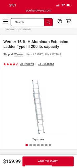New 16ft Aluminum Extension Ladder 