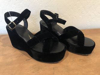 Vintage Black Velvet Platform Sandals from the 1970’s