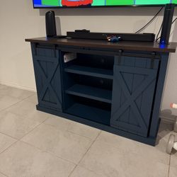 Rustic Navy blue And Brown Tv Stand