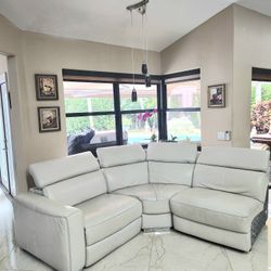 MUSE  Partial Sectional Sofa Leather 3 Pieces Electric Recliner