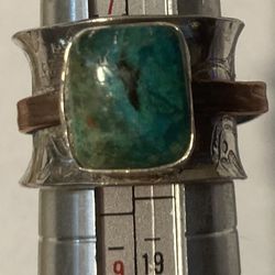 Vintage Sterling Silver Ring Turquoise Size 7 1/2