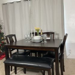 Compact Contemporary Dining Table With 4 Chairs & Bench / Comedor Compacto Para 6