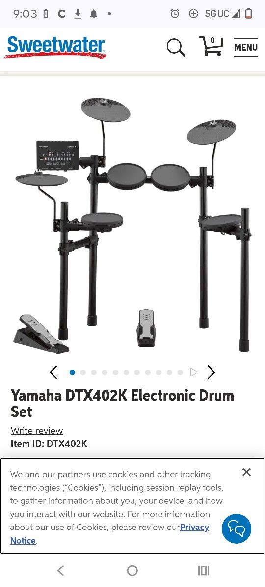 Yamaha Dtx 402 Electronic Drum Set