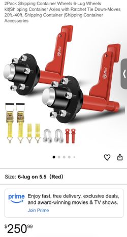 2Pack Shipping Container Wheels 6-Lug Wheels Kit|Shipping Container Axles With Ratchet Tie Down-Moves 20ft.-40ft. Shipping Container |Shipping Contain