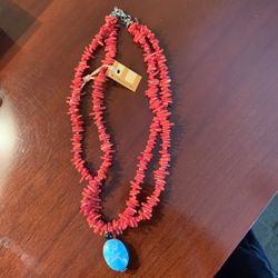 Necklace- New piece- Coral and Turquoise colors