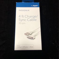 Insignia 4ft Charge/Sync Cable 30 Pin New