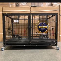 Dog Pet Cage Kennel Size 43 With Divider And Feeding Bowls New In Box 📦 