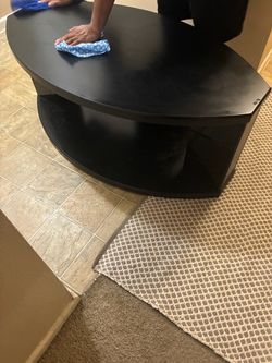 Black Wood TV Stand with Lower Shelf