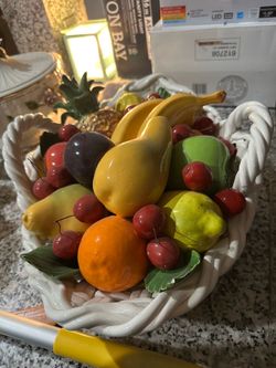 Vintage Capodimonte Fruit Basket Ceramic