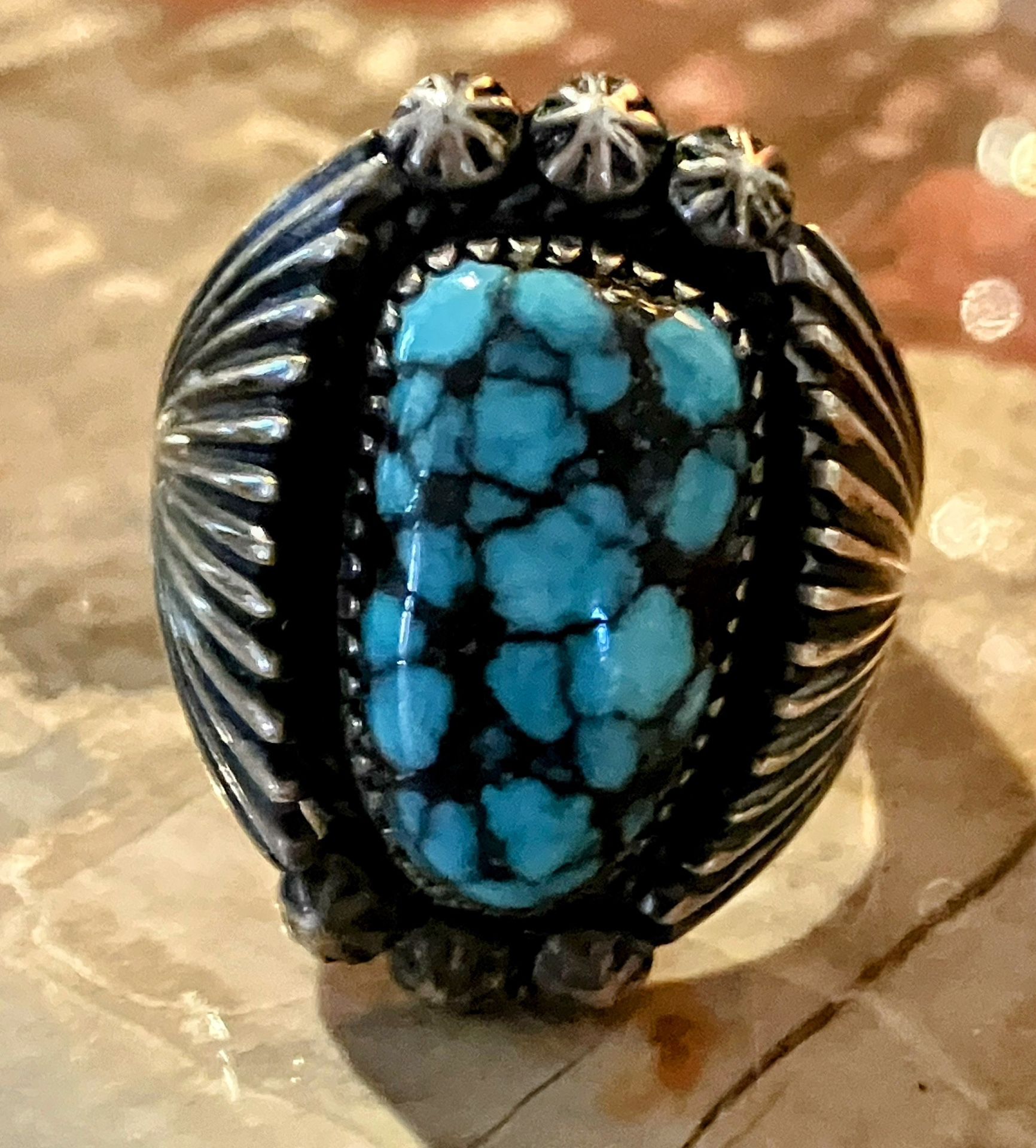 Local Pickup Large  Turquoise Sterling Silver Men’s Ring Size 10