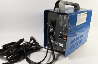 Electric Mig 100 Welder Set Corded Thermal Overload Blue W/ Wire Feeder. NEW