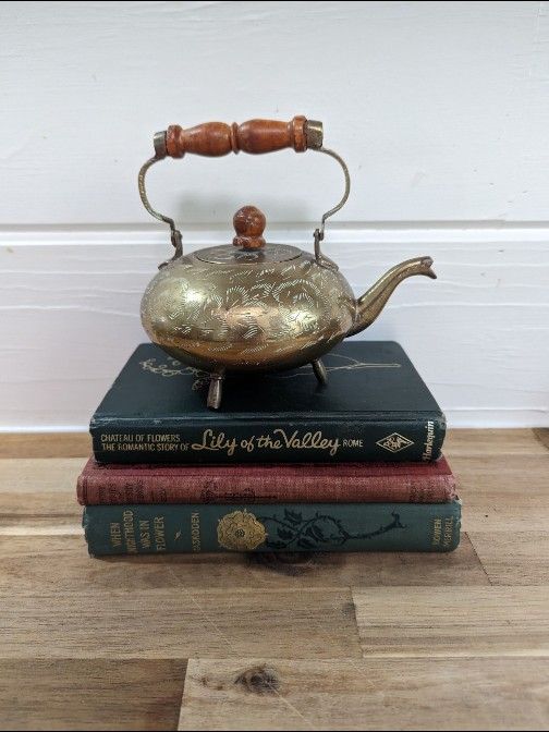 Vintage Etched Brass Teapot