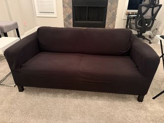 Black Fabric Covered Loveseat Sofa