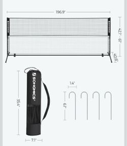 SONGMICS 16.5ft Badminton Height Adjustable Volleyball Pickleball Net - Black