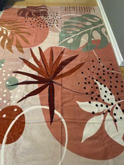 Area Rug 6x9 Machine Washable Non Slip Plant Pattern