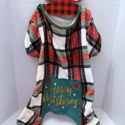 Christmas Plaid Dog Pajamas Size L Holiday Pet Apparel  New
