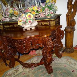 Italian Carved Mahogany Table 