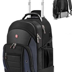 star cloud Rolling Backpack with Wheels, USB & Type-C Charging Port, 21x14x9 Water Resistant Wheeled Backpack, 17.3" Roller Laptop Backpack, Carry On 