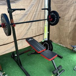 Bench Press Bar Bell Set With Weights Plus Attachment