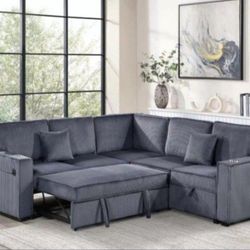 ✅️✅️3-Piece Convertible Sectional
Sleeper Sofa W/Cupholder, Sofa Storage, & USB Ports✅️✅️