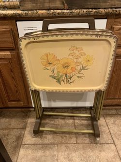 Vintage Tv Trays On Stand Stand 4 Trays In A Set For Sale In Fontana Ca Offerup