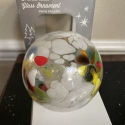 Mouth blown Glass Splatter Ball Christmas Ornament  made in Poland