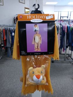 Little Fuzzy Lion Toddler Halloween Costume Size 2t-4t With Headpiece, Jumpsuit, And Shoe Toppers