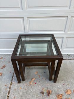 Glass top nesting side tables (2)