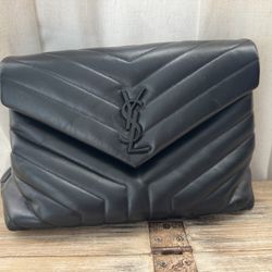 Saint Laurent “So Black” Chevron Loulou Shoulder Bag – Medium
