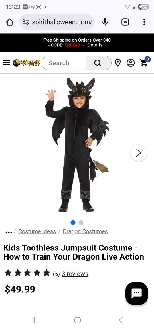 Kids Toothless Jumpsuit Costume - How to Train Your Dragon Live Action