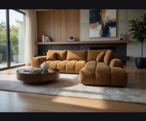 119” Textured Fabric Ember Sectional Sofa Couch