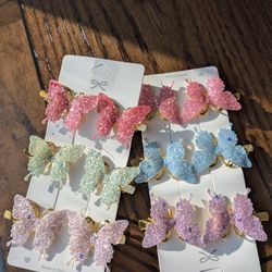 Glitter Butterfly Hair Clips Set for Kids (1 Pack)