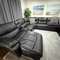 Black Electric Leather Sectional