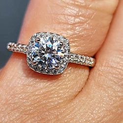 1 Carat Moissanite 18kt White Gold Plated Sterling Silver Ring