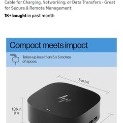 HP USB-C Dock G5-11-in-1 Adapter for Both USB-C and Thunderbolt-Enabled Laptops, PCs, & Notebooks - Single Cable for Charging, Networking, or Data Tra