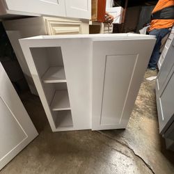 White Shaker Wall Cabinet with Open Shelving