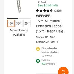 Werner 16 Foot Ladder Aluminum