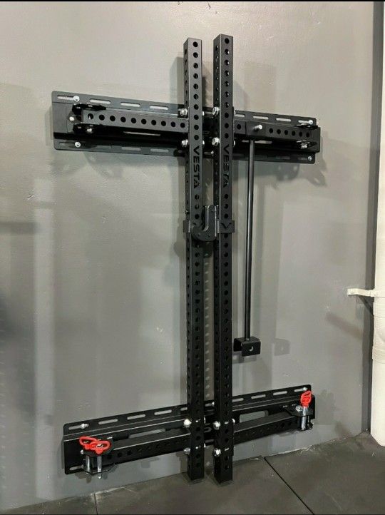 BRAND NEW Folding Squat Rack, Wall Mounted, Olympic Weights, Bumper Plates, Bench Press, Gym Mats, Rubber Flooring, Barbell