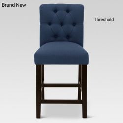Brand New ( SET OF 2 ) Threshold Brookline Tuffed Counter Stool Blue Navy 
