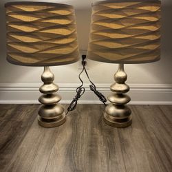 2 Table Lamps 23”H In Good Condition (Gold Vase) $30 Firm On Price