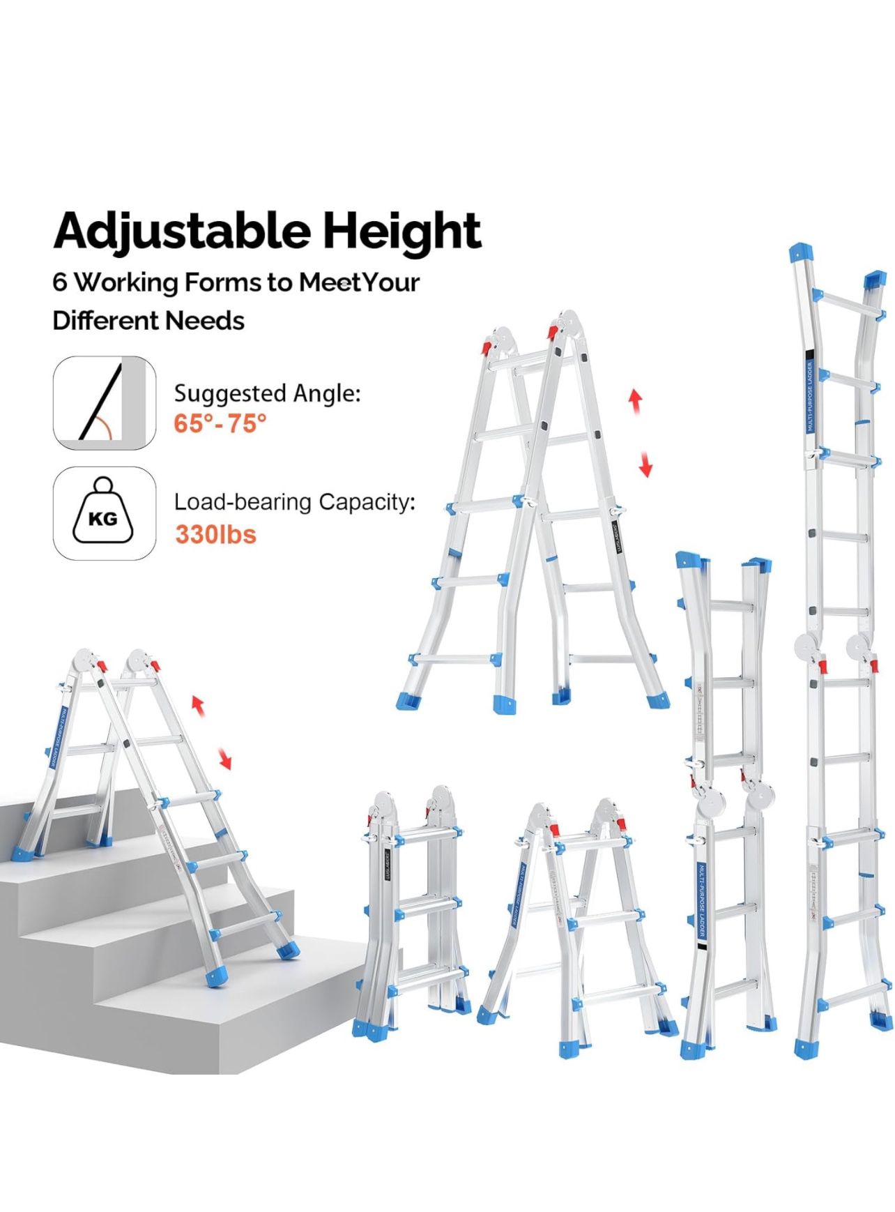  Ladder, A Frame 3 Step Ladder Telescoping Ladder Reach Height Muti 13 ft