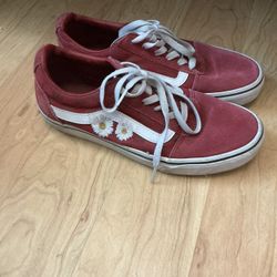 Woman Red Vans 